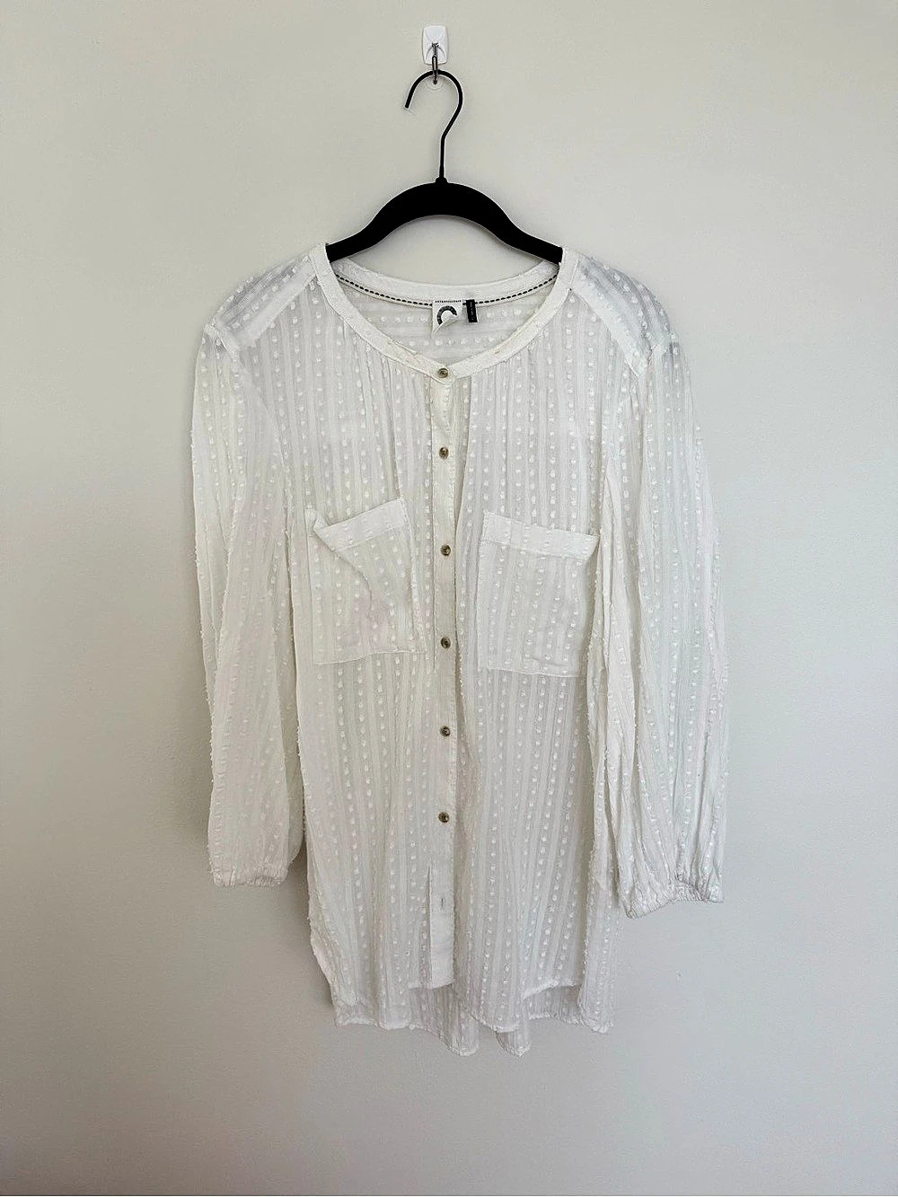Anthropologie Akemi + Kin White Boho Blouse Size XL Like New